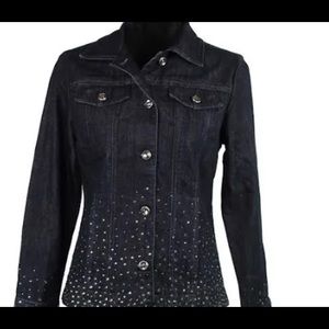 Chico’s Platinum Women’s denim jacket, dark wash.  Bling! It makes a statement!